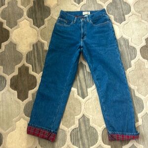 Size 4 L.L.Bean Women’s 100% Cotton Flannel Lined Jeans (broken zipper)